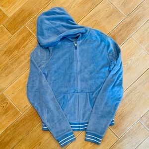 Terry Cloth Zip Up Hooded Sweatshirt